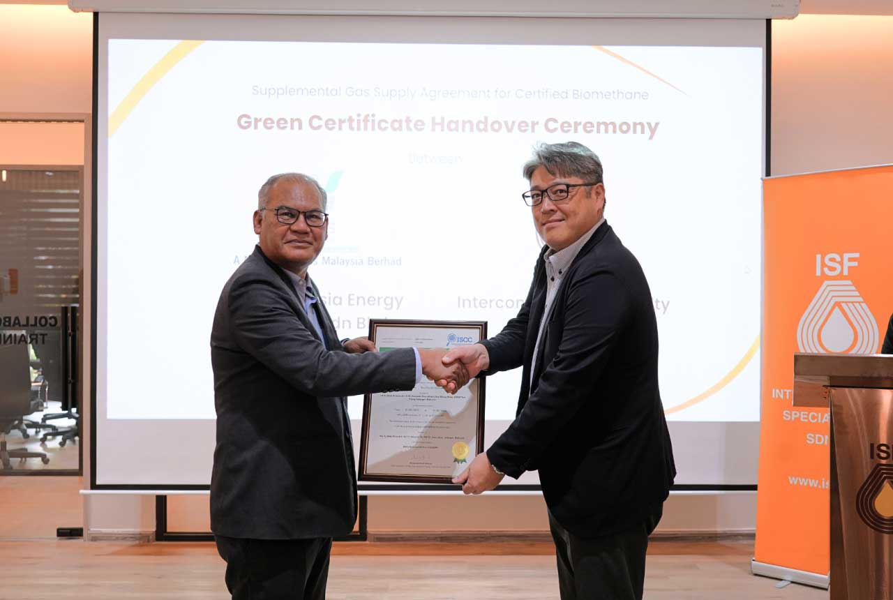 ISF receives First Green Certificate from Gas Malaysia under Certified Biomethane Gas Supply Agreement